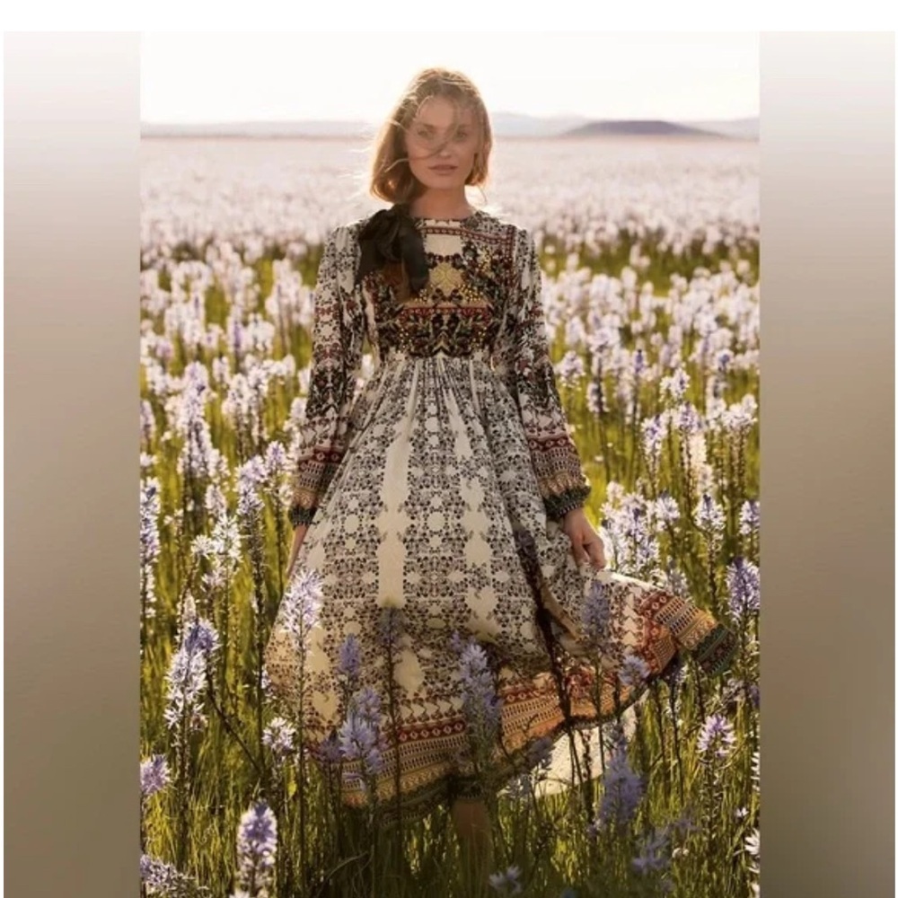 Bhanuni by Jyoti for Anthropologie Far Fields Embellished Midi Dress – Size 4
